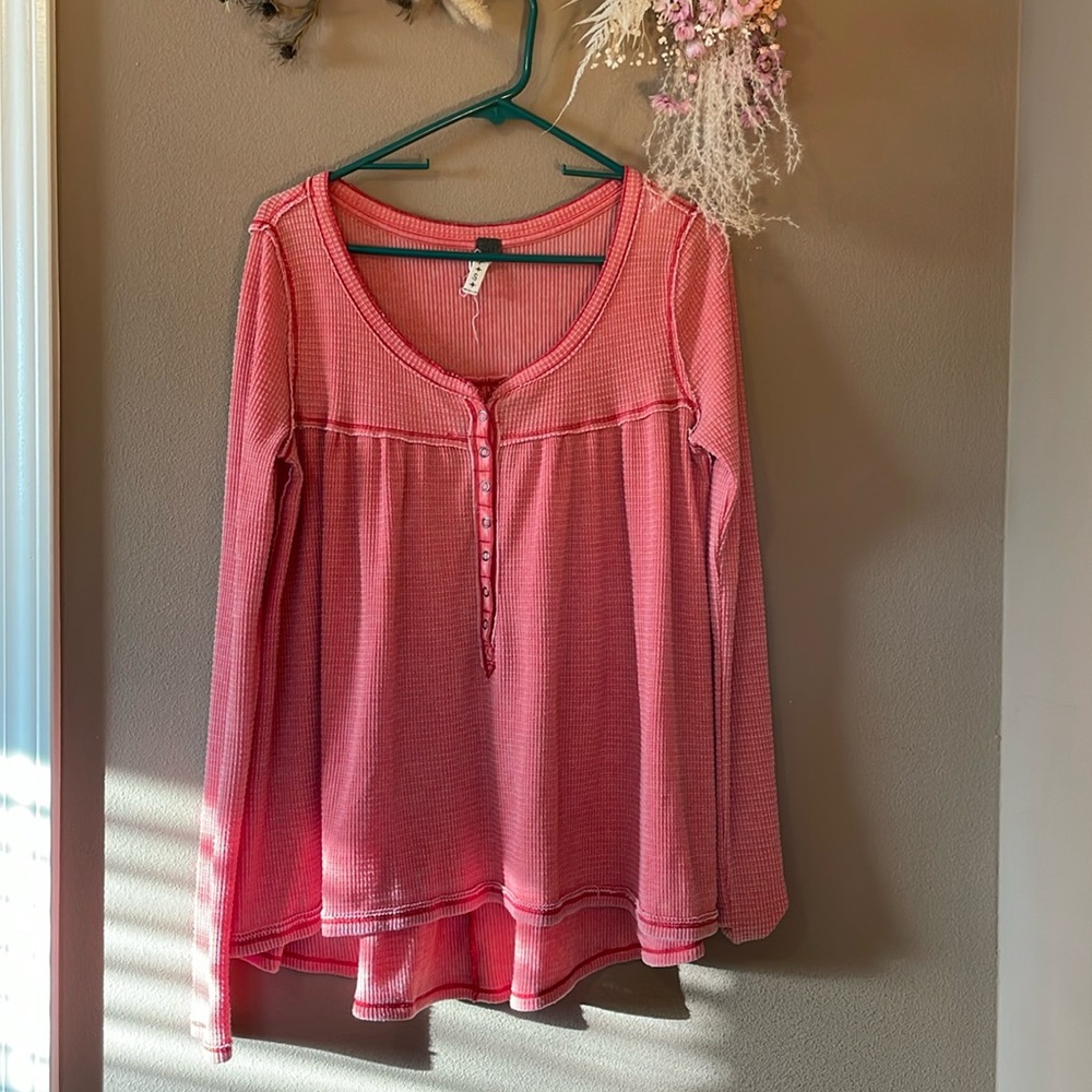 We the Free Red Blouse with buttons